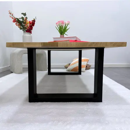 Couchtisch Beine Metall U Form - schwarz - 4x10 cm - 56 cm breit - 38 cm hoch - schwarze Wohnzimmer-Tischbeine / Tischkufen aus beschichtetem Stahl
