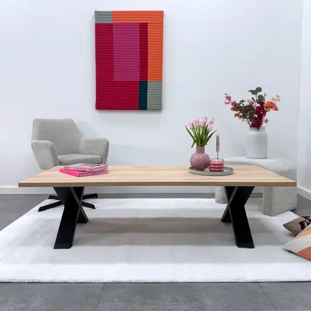 Couchtisch Beine Metall X Form - schwarz - 4x10 cm - 56 cm breit - 41 cm hoch - schwarze Wohnzimmer-Tischbeine aus beschichtetem Stahl