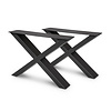 Couchtisch Beine Metall X Form - schwarz - 4x10 cm - 56 cm breit - 41 cm hoch - schwarze Wohnzimmer-Tischbeine aus beschichtetem Stahl