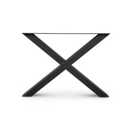 Couchtisch Beine Metall X Form - schwarz - 4x10 cm - 56 cm breit - 41 cm hoch - schwarze Wohnzimmer-Tischbeine aus beschichtetem Stahl