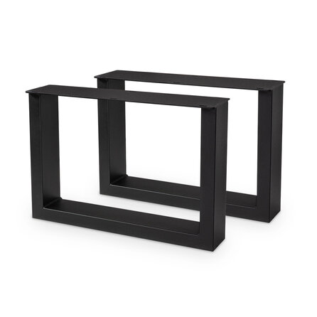 Couchtisch Beine Metall U Form - schwarz - 4x10 cm - 56 cm breit - 38 cm hoch - schwarze Wohnzimmer-Tischbeine / Tischkufen aus beschichtetem Stahl