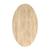 Couchtisch Eiche ellips/oval massiv - 2,7 cm (27 mm) dick - Eichenholz rustikal (B/C) - Sofa-/Wohnzimmertisch mit breiten Lamellen