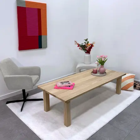 Couchtisch Eiche massiv - nach Maß - 2,7 cm (27 mm) dick - Eichenholz rustikal (B/C) - Sofa-/Wohnzimmertisch mit breiten Lamellen Couchtisch Eiche massiv - nach Maß - 2,7 cm (27 mm) dick - Eichenholz rustikal (B/C) - Sofa-/Wohnzimmertisch mit breiten Lamellen