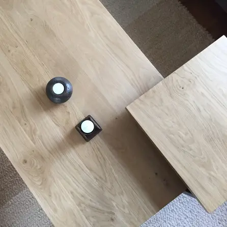 Couchtisch Eiche massiv - nach Maß - 2,7 cm (27 mm) dick - Eichenholz rustikal (B/C) - Sofa-/Wohnzimmertisch mit breiten Lamellen Couchtisch Eiche massiv - nach Maß - 2,7 cm (27 mm) dick - Eichenholz rustikal (B/C) - Sofa-/Wohnzimmertisch mit breiten Lamellen