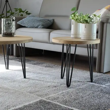 Couchtisch Eiche rund massiv - nach Maß - 4 cm (40 mm) dick - Eichenholz rustikal (B/C) - Sofa-/Wohnzimmertisch mit breiten Lamellen