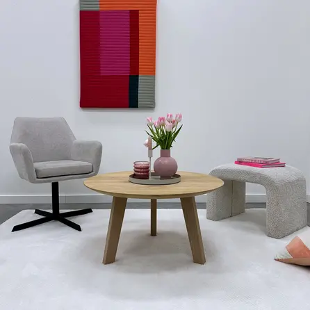 Couchtisch Eiche rund massiv - nach Maß - 2,7 cm (27 mm) dick - Eichenholz A-Qualität (A/B) - Sofa-/Wohnzimmertisch mit breiten Lamellen Couchtisch Eiche rund massiv - nach Maß - 2,7 cm (27 mm) dick - Eichenholz A-Qualität (A/B) - Sofa-/Wohnzimmertisch mit breiten Lamellen