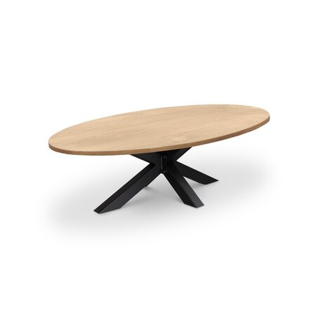 Couchtisch Eiche ellips/oval massiv - 2,7 cm (27 mm) dick - Eichenholz A-Qualität (A/B) - Sofa-/Wohnzimmertisch mit breiten Lamellen