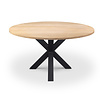 Esstisch Eiche rund massiv - 2,7 cm (27 mm) dick - Eichenholz A-Qualität (A/B) - Esszimmertisch mit breiten Lamellen