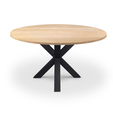 Esstisch Eiche rund massiv - 2,7 cm (27 mm) dick - Eichenholz A-Qualität (A/B) - Esszimmertisch mit breiten Lamellen