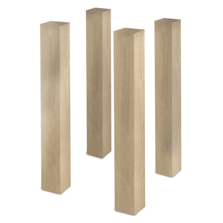 Block-Tischbeine Eiche- Set (4 Stück) - 10x10 cm - 72 cm hoch - Esstischbeine (massiv) aus Eichenholz rustikal (B/C) - HF 8-12%