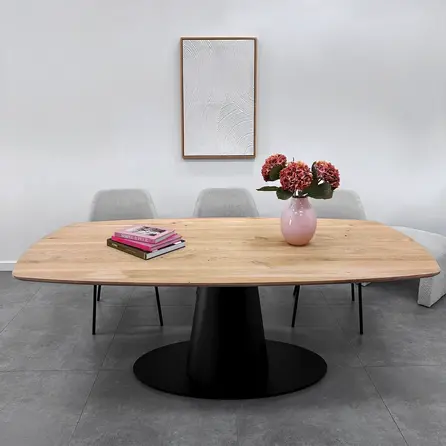 Ovales Säulengestell Metall - schwarz - 57x120 cm - 72,5 cm hoch - Zentrales Esstischgestell (Säulenfuß / Mittelfuß) aus beschichtetem Stahl