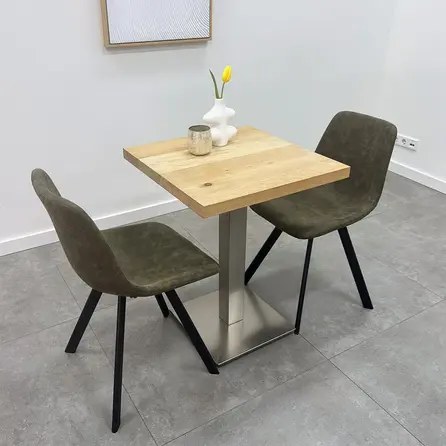 Bistrotischgestell Metall - Edelstahl Optik - 8x8 cm - 40x40 cm - 72 cm hoch - Zentrales Gastronomie-Tischgestell (Tischfuß / Mittelfuß) aus beschichtetem Gusseisen Bistrotischgestell Metall - Edelstahl Optik - 8x8 cm - 40x40 cm - 72 cm hoch - Zentrales Gastronomie-Tischgestell (Tischfuß / Mittelfuß) aus beschichtetem Gusseisen