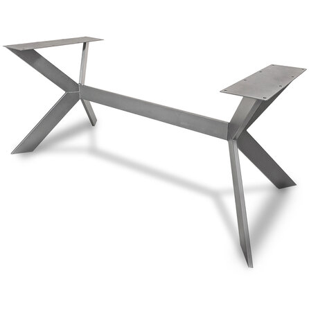 X-Bein-Tischgestell Edelstahl - 2x10 cm - 90x155 cm (Breite x Länge) - 72 cm hoch - Zentrales Esstischgestell (Tischfuß) aus gebürstetem V2A-Edelstahl