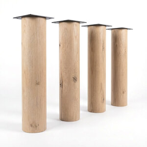 Runde Tischbeine Eiche Set (3 oder 4 Stück) - 12 cm (Durchmesser) - 73 cm hoch Runde Tischbeine Eiche Set (3 oder 4 Stück) - 12 cm (Durchmesser) - 73 cm hoch