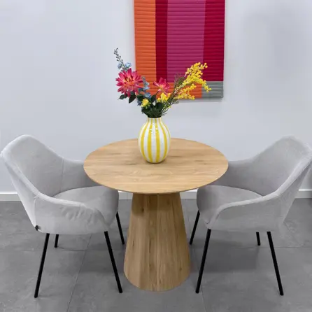 Kegelfuß Eichen - 25-45 cm - 71 cm hoch - Zentrales Esstischgestell (Säulenfuß / Mittelfuß) aus Eichenholz Rustikal (B/C) - HF 12%