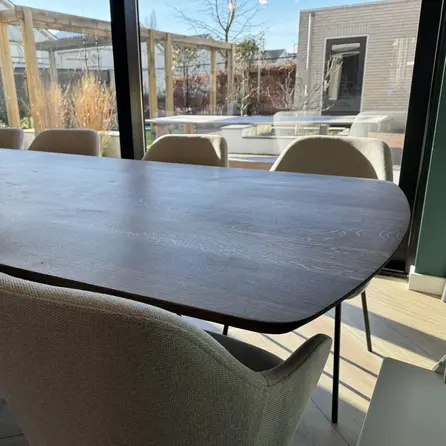 Tischplatte Eiche bootsförmig (Dänisch oval) mit Schweizer Kante massiv - 2,8 cm (28 mm) dick - Eichenholz rustikal (B/C) - Massivholz, verleimt - HF 8-12%