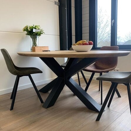 Tischplatte Eiche ellips/oval mit Schweizer Kante massiv - 2,8 cm (28 mm) dick - Eichenholz rustikal (B/C) - Massivholz, verleimt - HF 8-12%