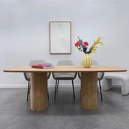 Säulenfuß Eichen (Set) - 30 cm - 71 cm hoch - Säulenform Esstischbeine aus Eichenholz A-Qualität (A/B) - HF 12%