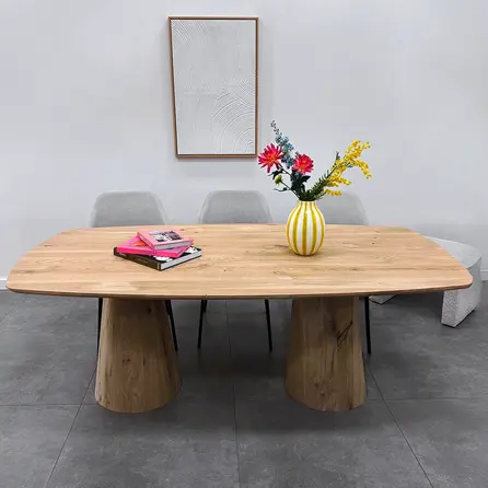 Kegelfuß Eichen (Set)  - 25-45 cm - 71 cm hoch - Kegelform Esstischbeine aus Eichenholz Rustikal (B/C) - HF 12%