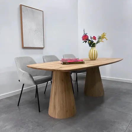 Kegelfuß Eichen (Set)  - 25-45 cm - 71 cm hoch - Kegelform Esstischbeine aus Eichenholz Rustikal (B/C) - HF 12%