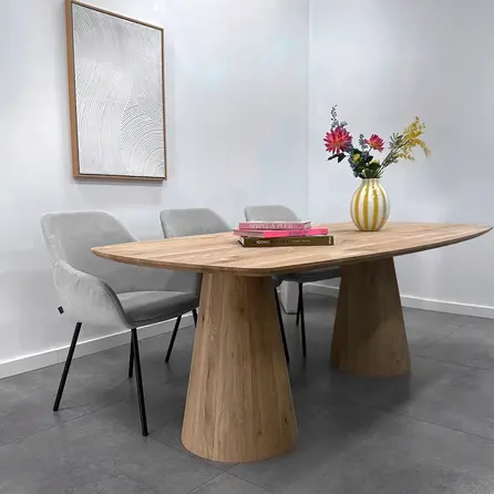 Kegelfuß Eichen (Set) - 25-45 cm - 71 cm hoch - Kegelform Esstischbeine aus Eichenholz A-Qualität (A/B) - HF 12%