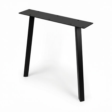 Schräge Metall-Tischbeine schwarz - 2er-Set - Twist-Profil 4x4 cm - 76 cm breit - 72 cm hoch - Esstischbeine aus pulverbeschichtetem Stahl, RAL 9005