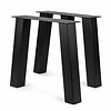 Schräge Metall-Tischbeine schwarz - 2er-Set - Profil 10x10 cm - 76 cm breit - 72 cm hoch - Esstischbeine in Blockform aus pulverbeschichtetem Stahl, RAL 9005