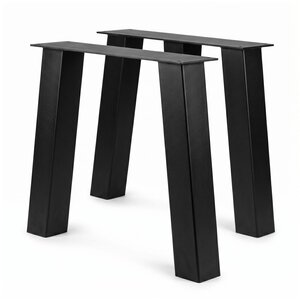 Schräge Metall-Tischbeine schwarz - 2er-Set - 10x10 cm - 76 cm breit - 72 cm hoch
