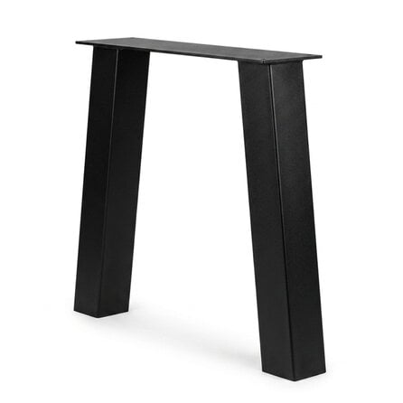 Schräge Metall-Tischbeine schwarz - 2er-Set - Profil 10x10 cm - 76 cm breit - 72 cm hoch - Esstischbeine in Blockform aus pulverbeschichtetem Stahl, RAL 9005