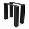 Metall-Tischbeine in Blockform schwarz - 2er-Set - Profil 10x10 cm - 78 cm breit - 72 cm hoch - Esstischbeine aus pulverbeschichtetem Stahl, RAL 9005