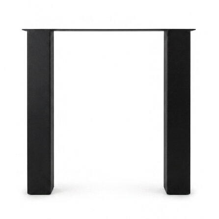 Metall-Tischbeine in Blockform schwarz - 2er-Set - Profil 10x10 cm - 78 cm breit - 72 cm hoch - Esstischbeine aus pulverbeschichtetem Stahl, RAL 9005