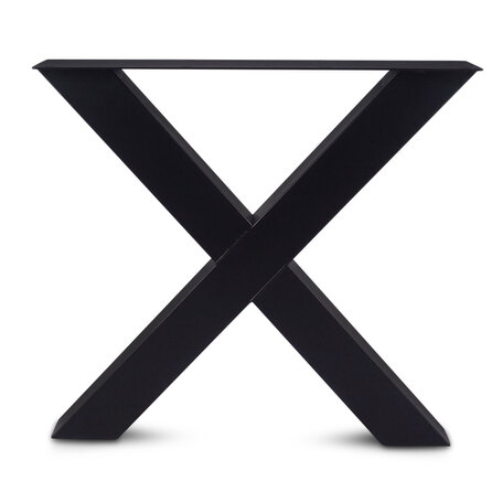 Metall-Tischbeine in X-Form schwarz -2er-Set - Profil 10x10 cm - 78 cm breit - 72 cm hoch - Esstischbeine aus pulverbeschichtetem Stahl, RAL 9005