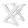 Metall-Tischbeine in X-Form weiß -2er-Set - Profil 10x10 cm - 76 cm breit - 72 cm hoch - Esstischbeine aus pulverbeschichtetem Stahl, RAL 9016