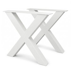 Metall-Tischbeine in X-Form weiß - 2er-Set - 10 x 10 cm - 76 cm breit - 72 cm hoch
