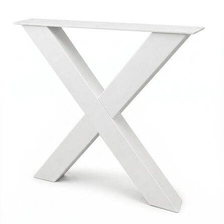 Metall-Tischbeine in X-Form weiß -2er-Set - Profil 10x10 cm - 76 cm breit - 72 cm hoch - Esstischbeine aus pulverbeschichtetem Stahl, RAL 9016