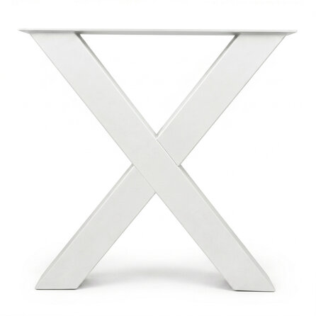 Metall-Tischbeine in X-Form weiß -2er-Set - Profil 10x10 cm - 76 cm breit - 72 cm hoch - Esstischbeine aus pulverbeschichtetem Stahl, RAL 9016