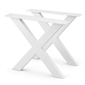 Metall-Tischbeine in X-Form weiß - 2er-Set - 4x10 cm - 76 cm breit - 72 cm hoch