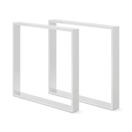 Metall-Tischbeine in U-Form weiß -2er-Set - Profil 2x8 cm - 80 cm breit - 72 cm hoch - Tischkufen aus pulverbeschichtetem Stahl, RAL 9016
