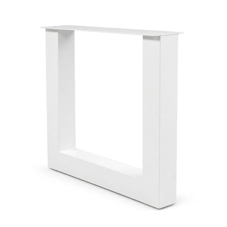 Metall-Tischbeine in U-Form weiß -2er-Set - Profil 10x10 cm - 76 cm breit - 72 cm hoch - Tischkufen aus pulverbeschichtetem Stahl, RAL 9016