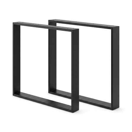 Metall-Tischbeine in U-Form schwarz -2er-Set - Profil 2x8 cm - 80 cm breit - 72 cm hoch - Tischkufen aus pulverbeschichtetem Stahl, RAL 9005