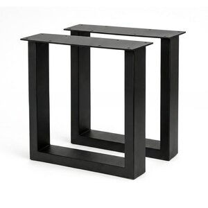 Metall-Tischbeine in U-Form schwarz - 2er-Set - 4x8 cm - 76 cm breit - 72 cm hoch