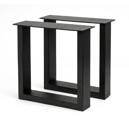 Metall-Tischbeine in U-Form schwarz -2er-Set - Profil 4x8 cm - 76 cm breit - 72 cm hoch - Tischkufen aus pulverbeschichtetem Stahl, RAL 9005