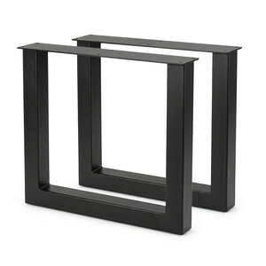 Metall-Tischbeine in U-Form schwarz - 2er-Set - 8x8 cm - 76 cm breit - 72 cm hoch