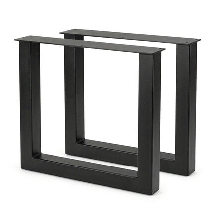 Metall-Tischbeine in U-Form schwarz -2er-Set - Profil 8x8 cm - 76 cm breit - 72 cm hoch - Tischkufen aus pulverbeschichtetem Stahl, RAL 9005