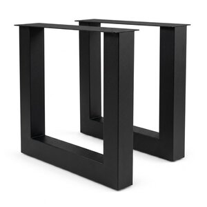 Metall-Tischbeine in U-Form schwarz - 2er-Set - 10x10 cm - 76 cm breit - 72 cm hoch