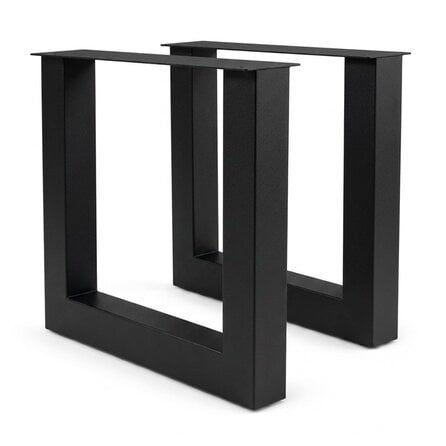 Metall-Tischbeine in U-Form schwarz -2er-Set - Profil 10x10 cm - 76 cm breit - 72 cm hoch - Tischkufen aus pulverbeschichtetem Stahl, RAL 9005