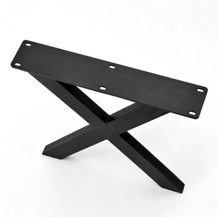 Metall-Tischbeine in X-Form schwarz -2er-Set - Profil 4x8 cm - 76 cm breit - 72 cm hoch - Esstischbeine aus pulverbeschichtetem Stahl, RAL 9005