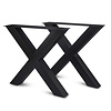 Metall-Tischbeine in X-Form schwarz -2er-Set - Profil 10x10 cm - 76 cm breit - 72 cm hoch - Esstischbeine aus pulverbeschichtetem Stahl, RAL 9005