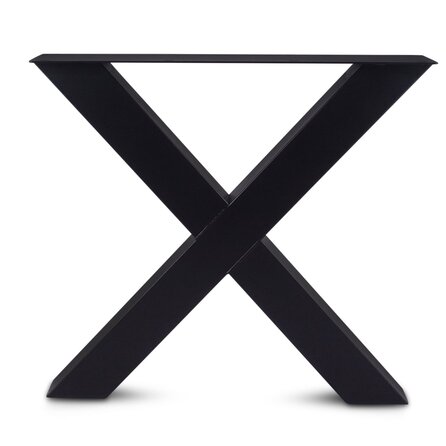Metall-Tischbeine in X-Form schwarz -2er-Set - Profil 10x10 cm - 76 cm breit - 72 cm hoch - Esstischbeine aus pulverbeschichtetem Stahl, RAL 9005