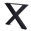Metall-Tischbeine in X-Form schwarz -2er-Set - Profil 10x10 cm - 76 cm breit - 72 cm hoch - Esstischbeine aus pulverbeschichtetem Stahl, RAL 9005